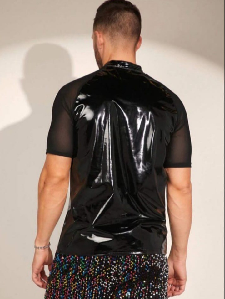 Men's Mesh Raglan Short Sleeve Knitted Casual T - Shirt